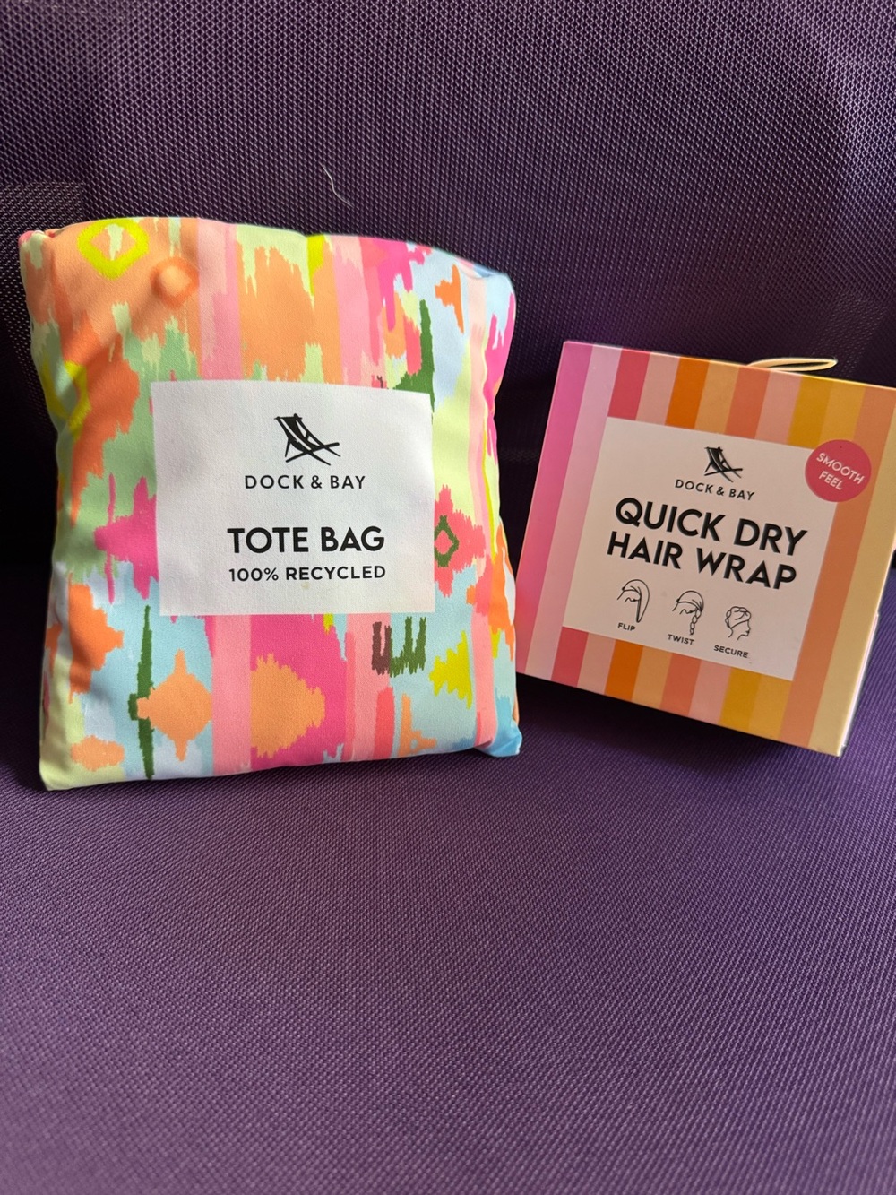 Quick Dry Hair Wrap & Recycled Tote Bag - Multicolor